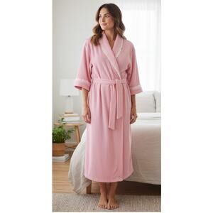Vintage Beth Michaels Pink Terry Cloth Full Length Robe Deadstock NWT